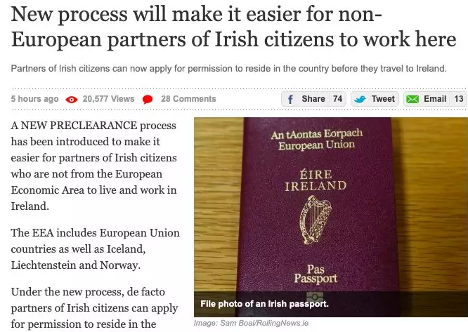 爱尔兰移民政策