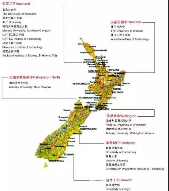 新西兰大学分布图