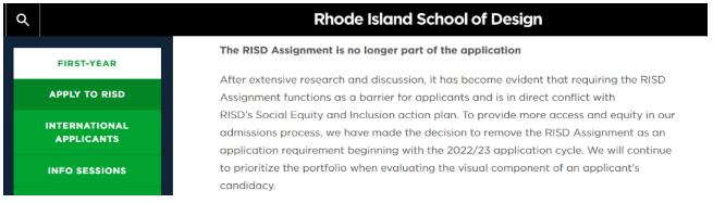 罗德岛设计学院取消文书自主命题，为了吸引更多学生申请！
