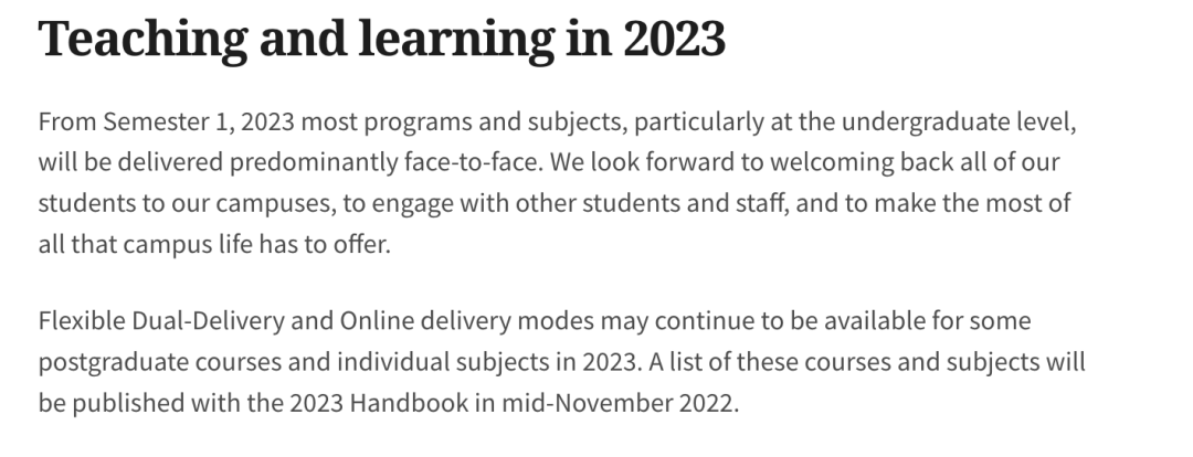 墨尔本大学宣布2023年恢复线下授课！