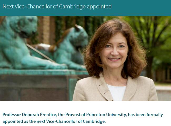 剑桥大学任命新任女校长！来自普林斯顿！