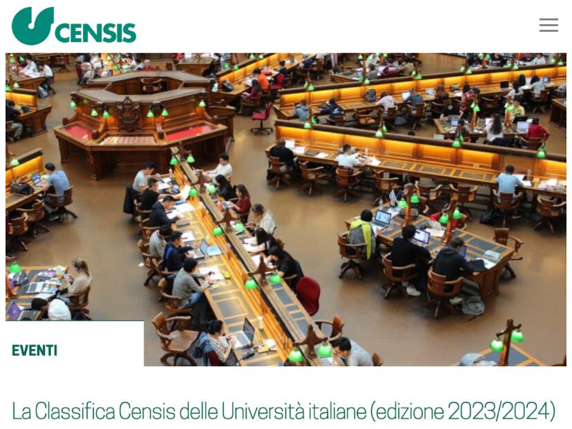 2023/24Censis意大利大学排名出炉，意大利人本土排名来了！