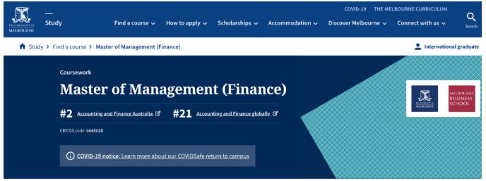 澳洲哪些院校专业接受转专业申请金融硕士？