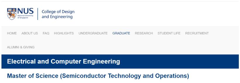 新加坡国立大学新增半导体技术与运营硕士，申请仅2个月！